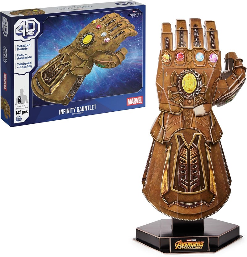 4D Build Store , Marvel Infinity Gauntlet 3D Puzzle Model Kit with Stand 142 Pcs | Thanos Desk Decor | Building Toys | 3D Puzzles for Adults & Teens 12+ - Image 1